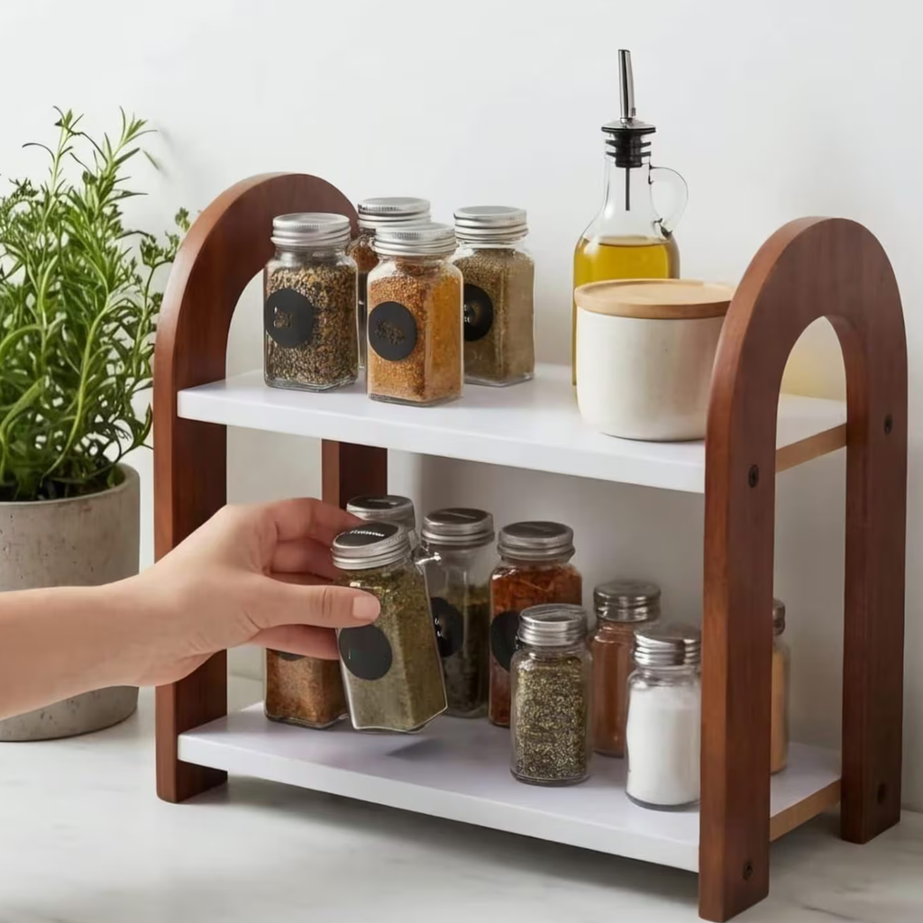 Raft organizator de blat cu design arcuit, două niveluri